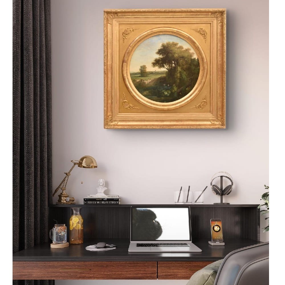 QP777 2a antique oil painting landscape natural painting XIX